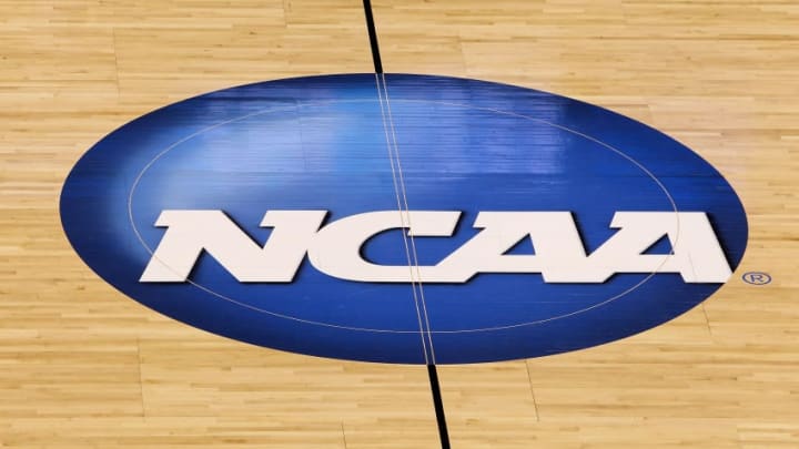 A detail of a NCAA logo. (Photo by Ronald Martinez/Getty Images)