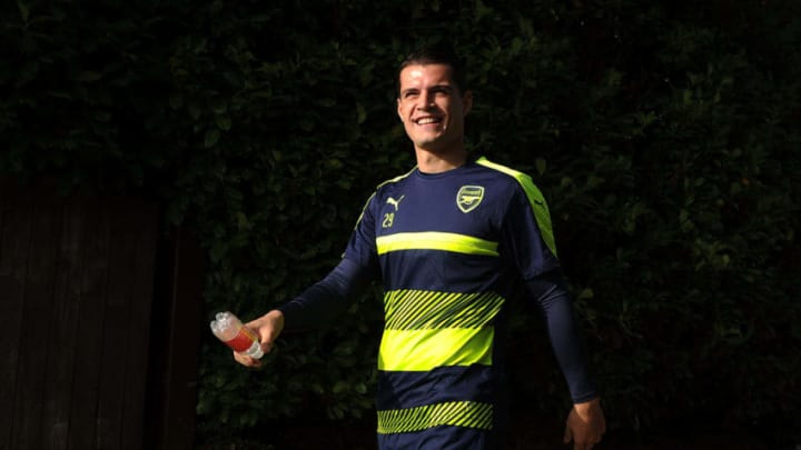 ST ALBANS, ENGLAND - OCTOBER 31: Granit Xhaka of Arsenal before a training session at London Colney on October 31, 2016 in St Albans, England. (Photo by Stuart MacFarlane/Arsenal FC via Getty Images)