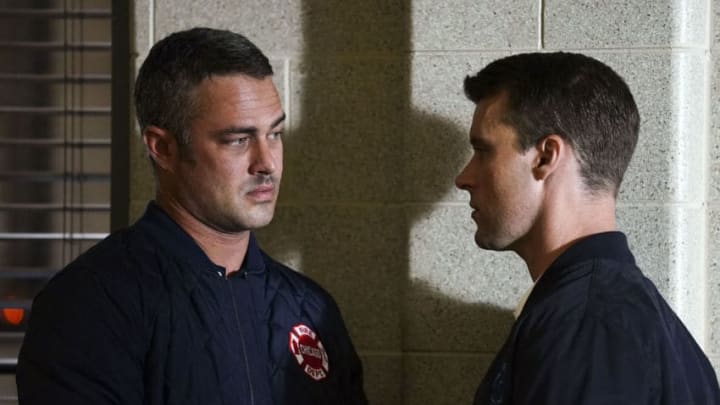 CHICAGO FIRE -- "All the Proof" Episode 706 -- Pictured: (l-r) Taylor Kinney as Lt. Kelly Severide, Jesse Spencer as Matthew Casey -- (Photo by: Elizabeth Morris/NBC)