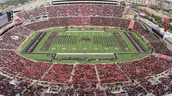 Sep 13, 2014; Lubbock, TX, USA; A general view of the Jones AT&T Stadium against the Arkansas Razorbacks. Mandatory Credit: Michael C. Johnson-USA TODAY Sports