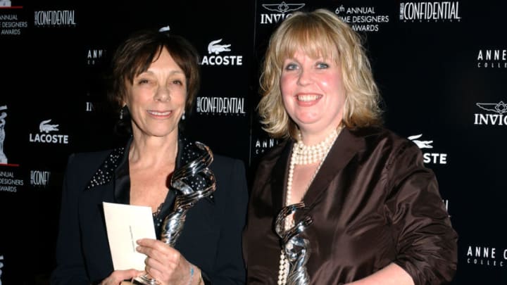 LOS ANGELES - FEBRUARY 21: Excellence in Television, Period/Fantasy Winners Ruth Myers (left) and Terry Dresbach pose during the 6th Annual Costume Guild Awards on February 21, 2004 in the International Ballroom at the Beverly Hilton Hotel, in Beverly Hills, California. (Photo by Amanda Edwards/Getty Images)