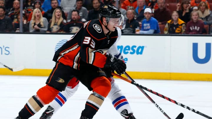 ANAHEIM, CA - JANUARY 23: Jakob Silfverberg #33 of the Anaheim Ducks skates during the game against the New York Rangers on January 23, 2018 at Honda Center in Anaheim, California. (Photo by Debora Robinson/NHLI via Getty Images)