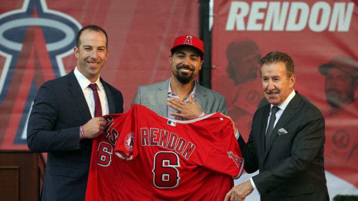 ANAHEIM, CA - DECEMBER 14: Los Angeles Angels owner Arte Moreno and general manager Billy Eppler look on as newly acquired third baseman Anthony Rendon #6 is presented his jersey during a press conference at Angel Stadium of Anaheim on December 14, 2019 in Anaheim, CA.(Photo by Kiyoshi Mio/Icon Sportswire via Getty Images)