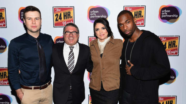 NEW YORK, NY - NOVEMBER 16: (L-R) Taran Killam, Ted Harbert, Cecily Strong and Jay Pharoah attend Urban Arts Partnership at the 15th annual The 24 Hour Plays On Broadway after party at BB King on November 16, 2015 in New York City. (Photo by Nicholas Hunt/Getty Images for Urban Arts Partnership)