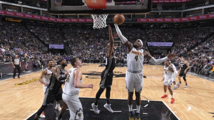 SACRAMENTO, CA - JANUARY 3: Paul Millsap #4 of the Denver Nuggets lays up shot against the Sacramento Kings on January 3, 2019 at Golden 1 Center in Sacramento, California. NOTE TO USER: User expressly acknowledges and agrees that, by downloading and/or using this photograph, user is consenting to the terms and conditions of the Getty Images License Agreement. Mandatory Copyright Notice: Copyright 2019 NBAE (Photo by Rocky Widner/NBAE via Getty Images)
