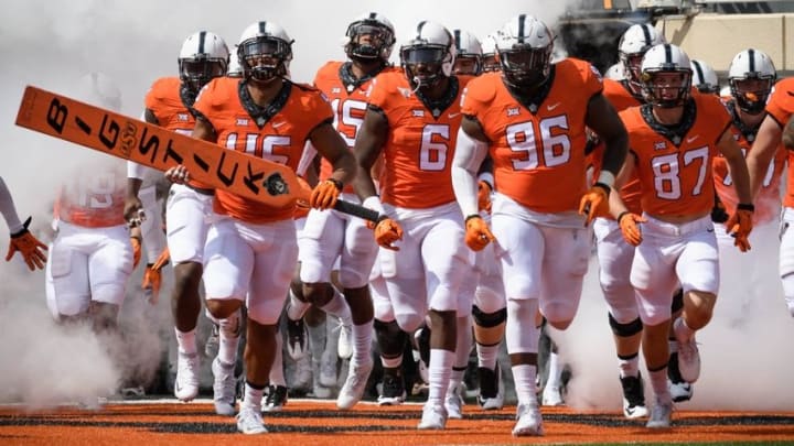 Sep 17, 2016; Stillwater, OK, USA; Oklahoma State Cowboys take the field for the game against the Pittsburgh Panthers at Boone Pickens Stadium. Mandatory Credit: Rob Ferguson-USA TODAY Sports