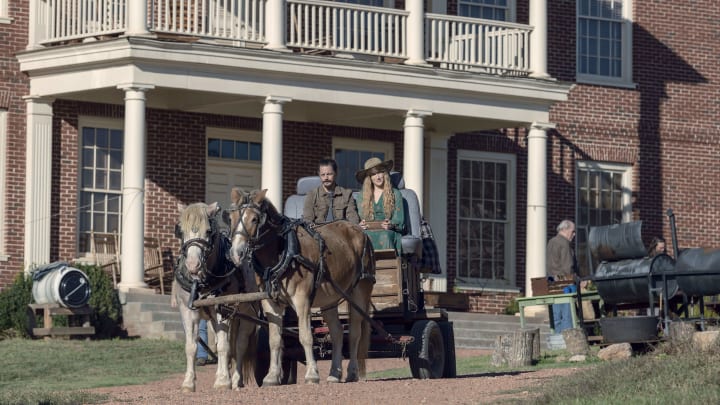 Brian Sheppard as Miles, Caroline Duncan as Hilde – The Walking Dead _ Season 9, Episode 15 – Photo Credit: Gene Page/AMC