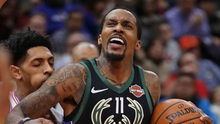 CHICAGO, IL - MARCH 23: Brandon Jennings #11 of the Milwaukee Bucks moves past Cameron Payne #22 of the Chicago Bulls at the United Center on March 23, 2018 in Chicago, Illinois. The Bucks defeated the Bulls 118-105. NOTE TO USER: User expressly acknowledges and agrees that, by downloading and or using this photograph, User is consenting to the terms and conditions of the Getty Images License Agreement. (Photo by Jonathan Daniel/Getty Images)
