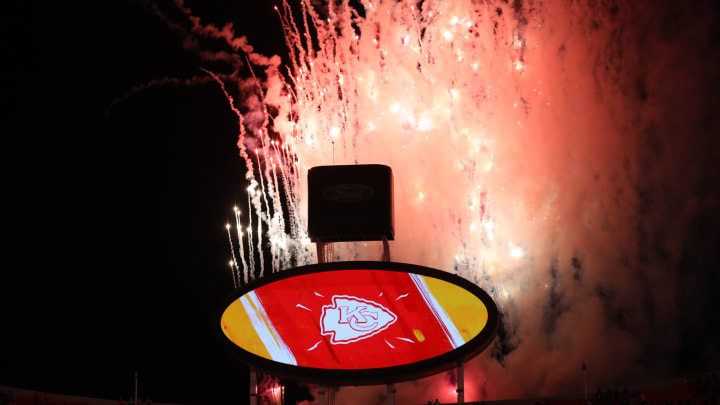 KANSAS CITY, MISSOURI – JANUARY 24: Fireworks are seen after the Kansas City Chiefs defeated the Buffalo Bills 38-24 in the AFC Championship game at Arrowhead Stadium on January 24, 2021 in Kansas City, Missouri. (Photo by Jamie Squire/Getty Images)