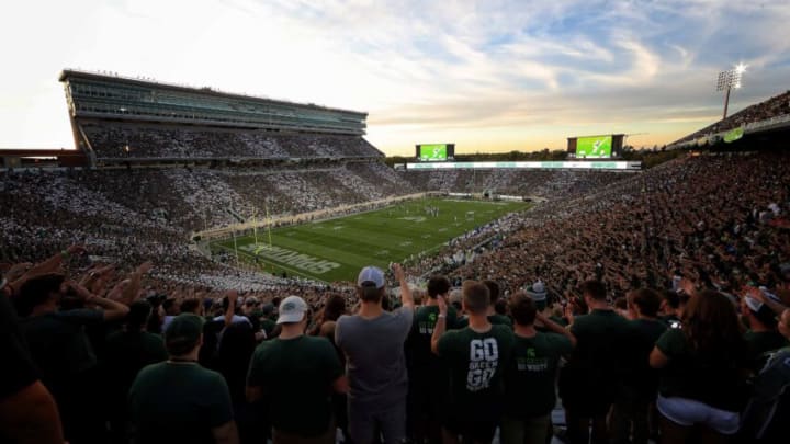 Aug 30, 2019; East Lansing, MI, USA; General view of Spartan Stadium during the first half of a game between the Michigan State Spartans and the Tulsa Golden Hurricane at Spartan Stadium. Mandatory Credit: Mike Carter-USA TODAY Sports