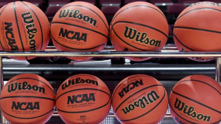 LAS VEGAS, NV – MARCH 06: Basketballs are shown in a ball rack before a semifinal game of the West Coast Conference Basketball Tournament between the Santa Clara Broncos and the Gonzaga Bulldogs at the Orleans Arena on March 6, 2017 in Las Vegas, Nevada. Gonzaga won 77-68. (Photo by Ethan Miller/Getty Images)