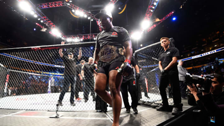 BUFFALO, NY - APRIL 08: Daniel Cormier celebrates after defeating Anthony Johnson in their UFC light heavyweight championship bout during the UFC 210 event at the KeyBank Center on April 8, 2017 in Buffalo, New York. (Photo by Jeff Bottari/Zuffa LLC/Zuffa LLC via Getty Images)