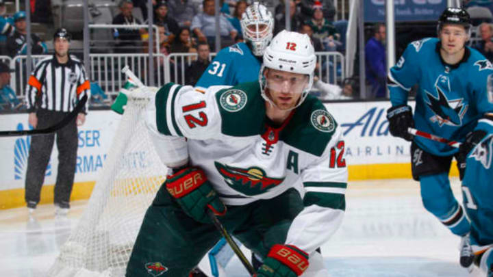 SAN JOSE, CA – APRIL 07: Eric Staal #12 of the Minnesota Wild skates against the San Jose Sharks at SAP Center on April 7, 2018 in San Jose, California. (Photo by Rocky W. Widner/NHL/Getty Images) *** Local Caption *** Eric Staal