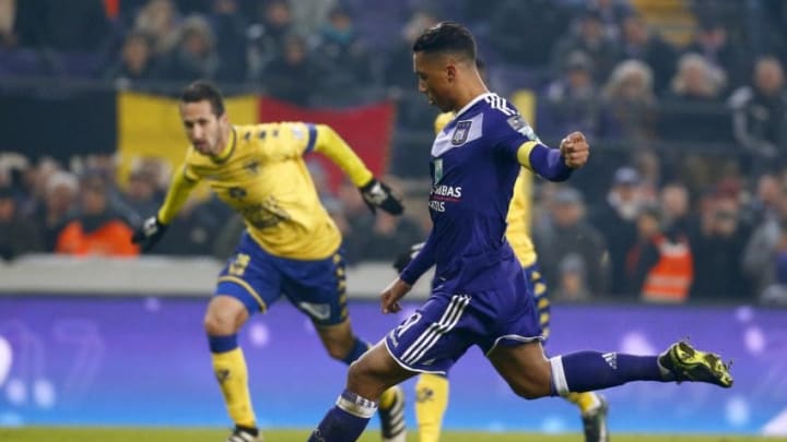 BRUSSELS, BELGIUM - JANUARY 22 : Youri Tielemans midfielder of RSC Anderlecht scores his penalty during the Jupiler Pro League match between RSC Anderlecht and Sint-Truidense VV at the Constant Vanden Stock stadium on January 22, 2017 in Brussels, Belgium, 22/01/2017 ( Photo by Jimmy Bolcina / Photonews via Getty Images)