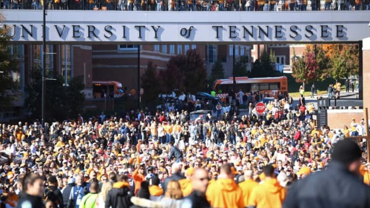 Fans mill about before an SEC football game between the Tennessee Volunteers and the Georgia Bulldogs in Neyland Stadium in Knoxville on Saturday, Nov. 13, 2021.Tennesseegeorgia1113 0634
