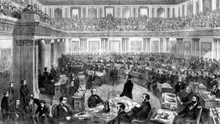 Impeachment trial of Andrew Johnson. Harper's Weekly, Wikimedia Commons // Public Domain