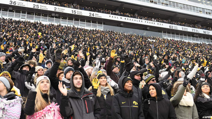 IOWA CITY, IA – NOVEMBER 10: Iowa fans wave to the Iowa Children’s Hospital at the end of the first quarter during a Big Ten Conference football game between the Northwestern Wildcats and the Iowa Hawkeyes on November 10, 2018, Kinnick Stadium, Iowa City, IA. (Photo by Keith Gillett/Icon Sportswire via Getty Images)