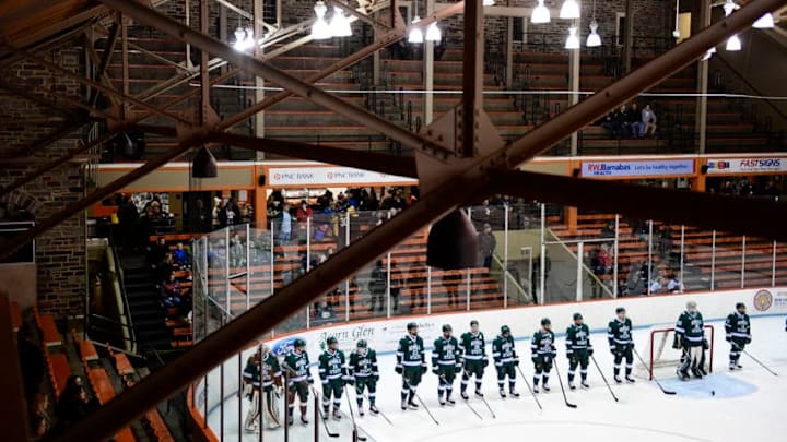 PRINCETON, NJ - NOVEMBER 24: The Bemidji State Beavers are introduced before facing the Princeton Tigers the game at Hobey Baker Rink on November 24, 2017 in Princeton, New Jersey. Princeton defeated Bemidji State 4-1. (Photo by Corey Perrine/Getty Images)