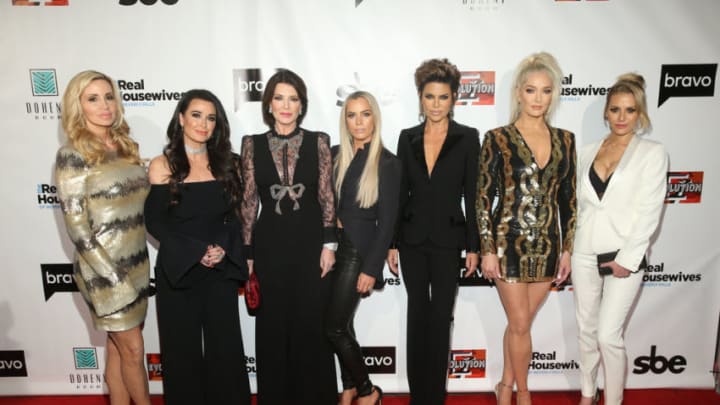 THE REAL HOUSEWIVES OF BEVERLY HILLS -- "Season 8 Premiere Party" -- Pictured: (l-r) Camille Grammer, Kyle Richards, Lisa Vanderpump, Teddi Mellencamp Arroyave, Lisa Rinna, Erika Girardi, Dorit Kemsley at the Doheny Room in Los Angeles, CA on December 15, 2017 -- (Photo by: Jesse Grant/Bravo)