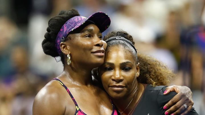 NEW YORK, NY – AUGUST 31: Serena Williams of The United States is congratulated by her sister and opponant Venus Williams of The United States following their ladies singles third round match on Day Five of the 2018 US Open at the USTA Billie Jean King National Tennis Center on August 31, 2018 in the Flushing neighborhood of the Queens borough of New York City. (Photo by Julian Finney/Getty Images)