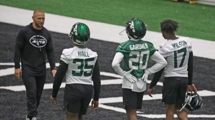 Running back Breece Hall, cornerback Sauce Gardner and wide receiver Garrett Wilson took part in the New York Jets Rookie Camp, held at their practice facility in Florham Park, NJ on May 6, 2022.The New York Jets Held Rookie Camp At Their Practice Facility In Florham Park Nj On May 6 2022