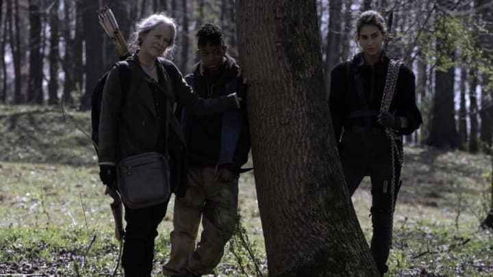 Melissa McBride as Carol Peletier, Angel Theory as Kelly, Nadia Hilker as Magna - The Walking Dead _ Season 11 - Photo Credit: Josh Stringer/AMC