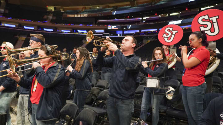 The band for the St. John's basketball team performs at Madison Square Garden. (Photo by Porter Binks/Getty Images).
