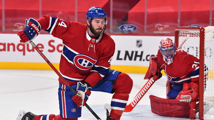 MONTREAL, QC – FEBRUARY 10: Joel Edmundson #44 of the Montreal Canadiens (Photo by Minas Panagiotakis/Getty Images)