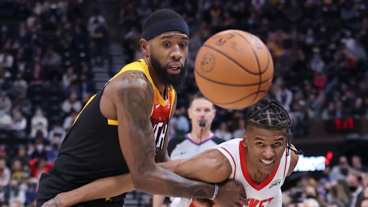 Jan 19, 2022; Salt Lake City, Utah, USA; Utah Jazz forward Royce O'Neale (Rob Gray-USA TODAY Sports)