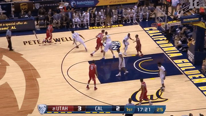 Utah @ California - Poeltl getting stuck on low block, not strong enough to bully Brooks, goes right way too often