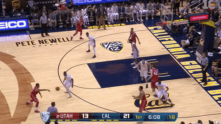 Utah @ California - Poeltl strength/awareness on low block, doesn't move Rooks at all, dribbles right into double team, struggling with Cal's front line