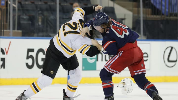 NEW YORK, NEW YORK – FEBRUARY 28: Brendan Lemieux #48 of the New York Rangers  (Photo by Sarah Stier/Getty Images)