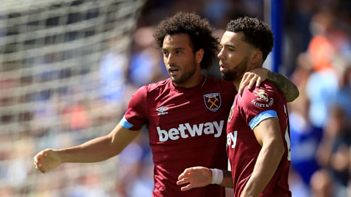 IPSWICH, ENGLAND - JULY 28: Felipe Anderson of West Ham United celebrates scoring the opening goal of the match during the pre-season friendly match between Ipswich Town and West Ham United at Portman Road on July 28, 2018 in Ipswich, England. (Photo by Stephen Pond/Getty Images)