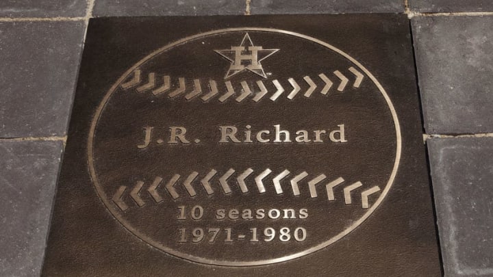 HOUSTON,TX-JUNE 01: Former Astros All-Star pitcher J.R. Richard was officially inducted to the Astros Walk Fame on June 1, 2012 at Minute Maid Park in Houston, Texas.(Photo by Bob Levey/Getty Images)