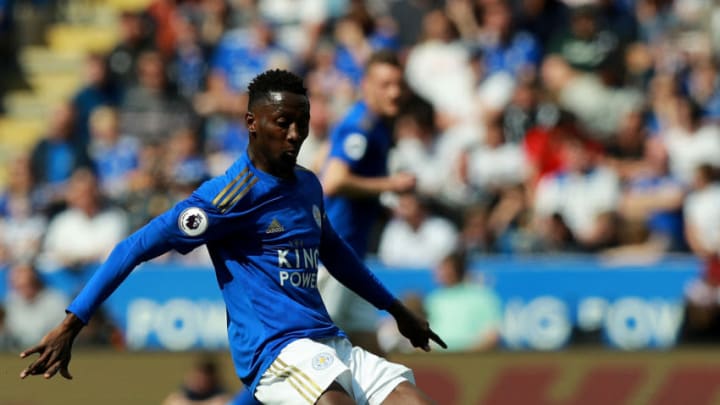 LEICESTER, ENGLAND - MAY 12: Wilfred Ndidi of Leicester City passes the ball during the Premier League match between Leicester City and Chelsea FC at The King Power Stadium on May 12, 2019 in Leicester, United Kingdom. (Photo by David Rogers/Getty Images)