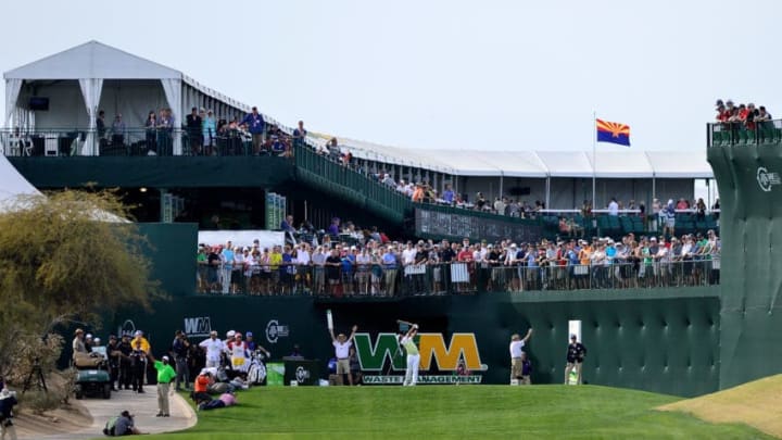 SCOTTSDALE, AZ - FEBRUARY 05: Hideki Matsuyama of Japan plays his tee shot on the 17th hole during the final round of the Waste Management Phoenix Open at TPC Scottsdale on February 5, 2017 in Scottsdale, Arizona. (Photo by Jared C. Tilton/Getty Images)