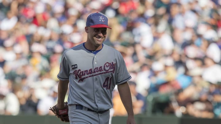 Starting pitcher Danny Duffy #41 of the Kansas City Royals (Photo by Stephen Brashear/Getty Images)