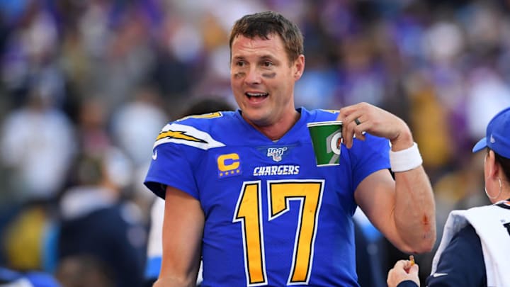 CARSON, CA - DECEMBER 15: Quarterback Philip Rivers #17 of the Los Angeles Chargers on the bench in the second half of the game against the Minnesota Vikings at Dignity Health Sports Park on December 15, 2019 in Carson, California. (Photo by Jayne Kamin-Oncea/Getty Images)
