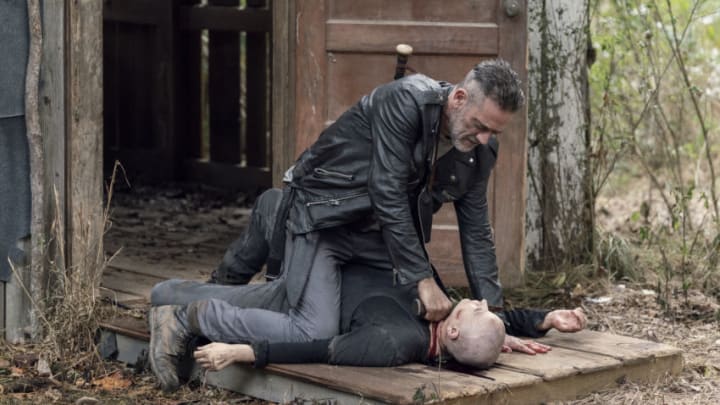 Samantha Morton as Alpha, Jeffrey Dean Morgan as Negan - The Walking Dead _ Season 10, Episode 12 - Photo Credit: Jace Downs/AMC