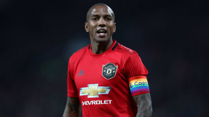 MANCHESTER, ENGLAND - DECEMBER 04: Ashley Young of Manchester United during the Premier League match between Manchester United and Tottenham Hotspur at Old Trafford on December 04, 2019 in Manchester, United Kingdom. (Photo by Michael Steele/Getty Images)
