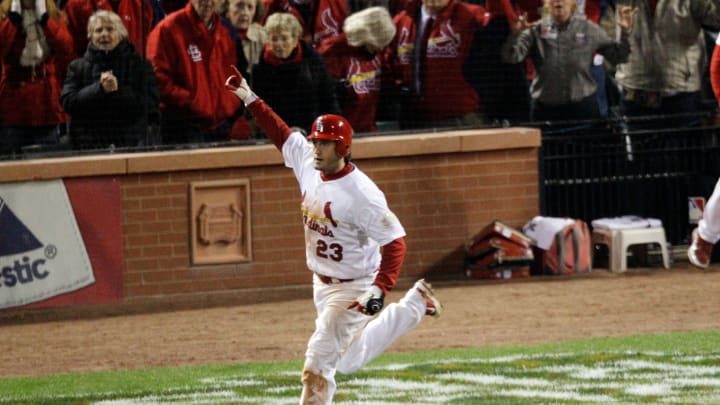 David Freese #23 of the St. Louis Cardinals  (Photo by Rob Carr/Getty Images)