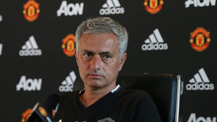 MANCHESTER, ENGLAND – AUGUST 18: (EXCLUSIVE COVERAGE) Manager Jose Mourinho of Manchester United speaks during a press conference at Aon Training Complex on August 18, 2016 in Manchester, England. (Photo by John Peters/Man Utd via Getty Images)