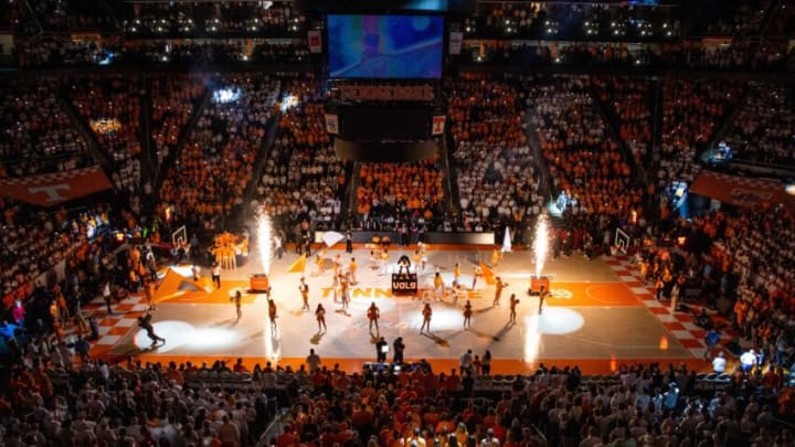 Thompson-Boling Arena is checkered for a basketball game between the Tennessee Volunteers and the Alabama Crimson Tide held at the arena in Knoxville, Tenn., on Wednesday, Feb. 15, 2023.Kns Vols Ut Martin Bp