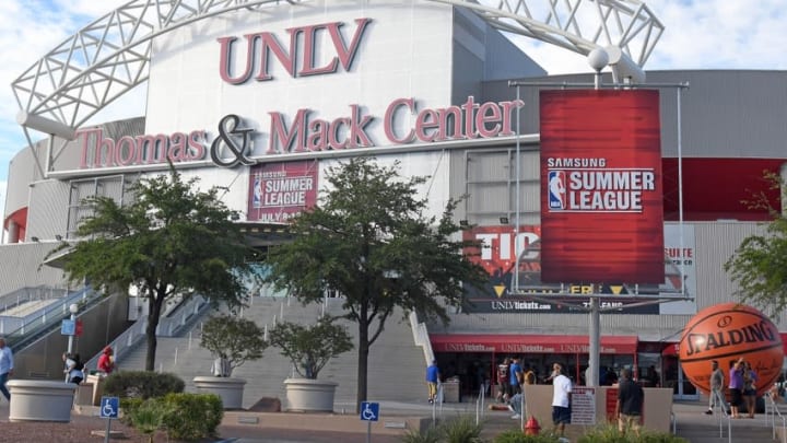 Jul 8, 2016; Las Vegas, NV, USA; The Thomas & Mack Center is shown on the opening day of the 2016 NBA Summer League. Mandatory Credit: Stephen R. Sylvanie-USA TODAY Sports