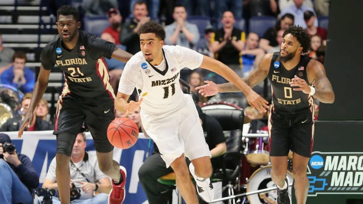 NASHVILLE, TN – MARCH 16: Jontay Porter #11 of the Missouri Tigers leads a fastbreak up the court against the Florida State Seminoles during the game in the first round of the 2018 NCAA Men’s Basketball Tournament at Bridgestone Arena on March 16, 2018 in Nashville, Tennessee. (Photo by Frederick Breedon/Getty Images)
