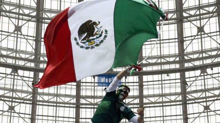 A Mexico fan waves a national flag before the Russia 2018 World Cup Group F football match between Germany and Mexico at the Luzhniki Stadium in Moscow on June 17, 2018. (Photo by Juan Mabromata / AFP) / RESTRICTED TO EDITORIAL USE - NO MOBILE PUSH ALERTS/DOWNLOADS (Photo credit should read JUAN MABROMATA/AFP via Getty Images)