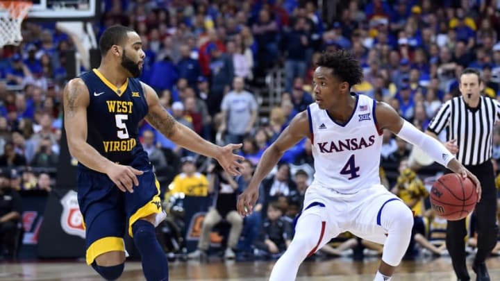 Mar 12, 2016; Kansas City, MO, USA; Kansas Jayhawks guard Devonte