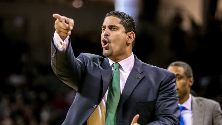 Dec 5, 2015; Columbia, SC, USA; South Florida Bulls head coach Orlando Antigua directs his team against the South Carolina Gamecocks in the first half at Colonial Life Arena. Mandatory Credit: Jeff Blake-USA TODAY Sports