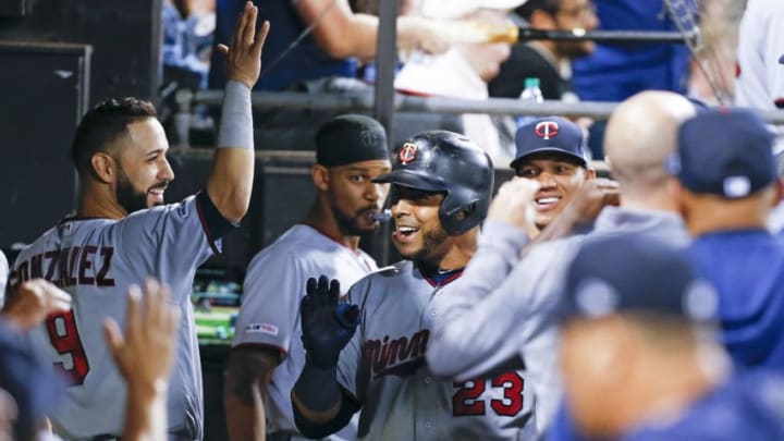 CHICAGO, ILLINOIS - JULY 26: Nelson Cruz #23 of the Minnesota Twins celebrates following his solo home run during the seventh inning of a game against the Chicago White Sox at Guaranteed Rate Field on July 26, 2019 in Chicago, Illinois. (Photo by Nuccio DiNuzzo/Getty Images)