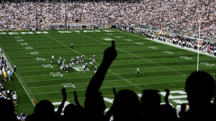 STATE COLLEGE, PA - SEPTEMBER 01: Fans cheer during play between the Penn State Nittany Lions and the Ohio Bobcats at Beaver Stadium on September 1, 2012 in State College, Pennsylvania. (Photo by Patrick Smith/Getty Images)